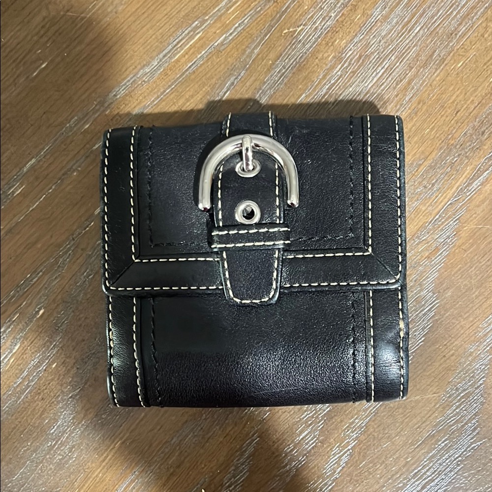 Coach Black Leather Wallet with Buckle